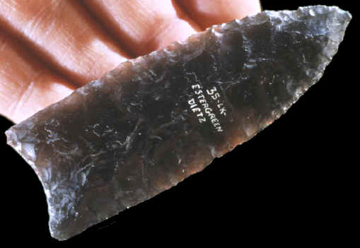 Cast of an Obsidian Clovis point from Oregon.