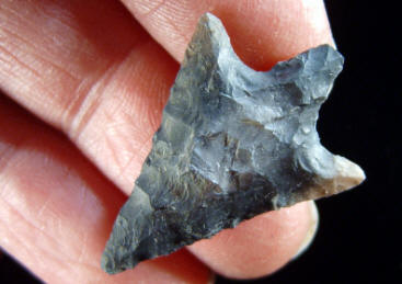 Cast of a stemmed arrow point from Swiss Lake site.