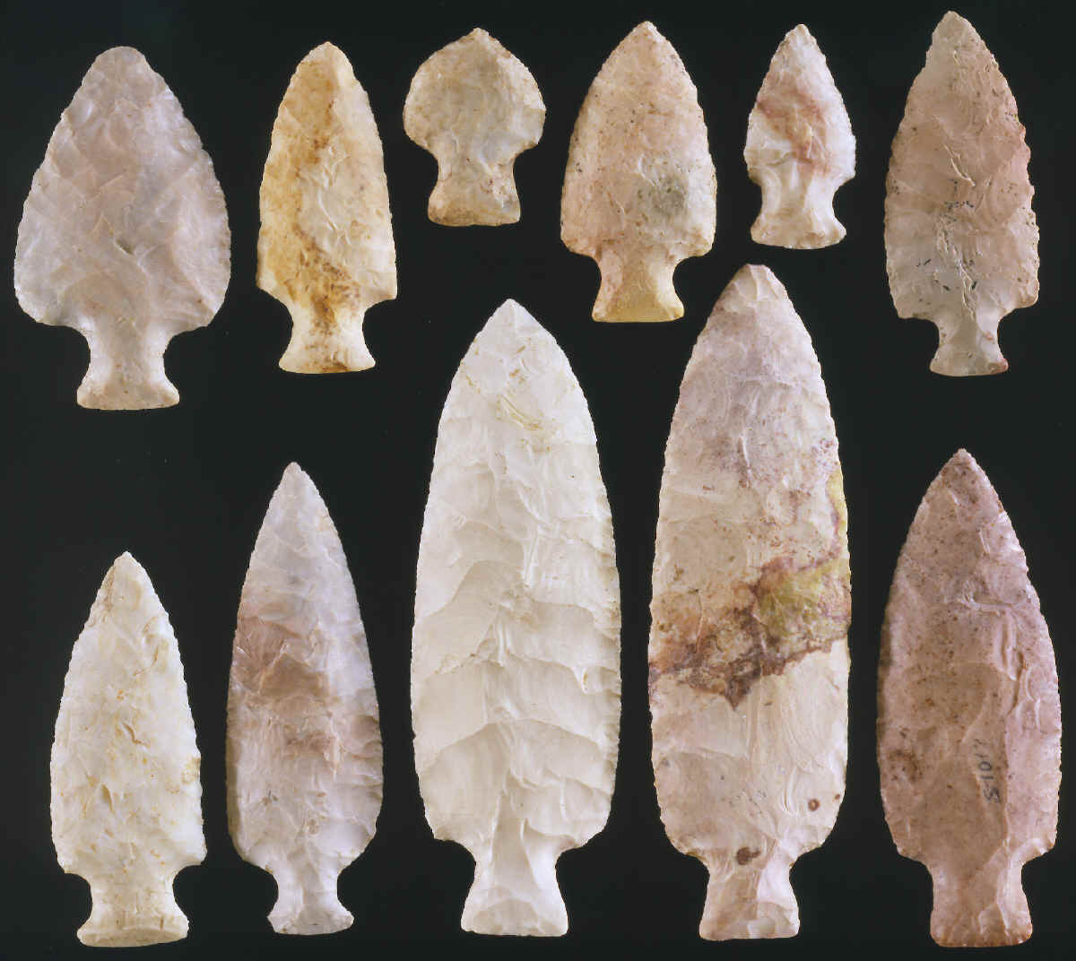 Group of 11 Table Rock points from Illinois and Missouri.