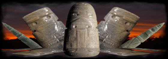 Abstract image of axe gods from Costa Rica.