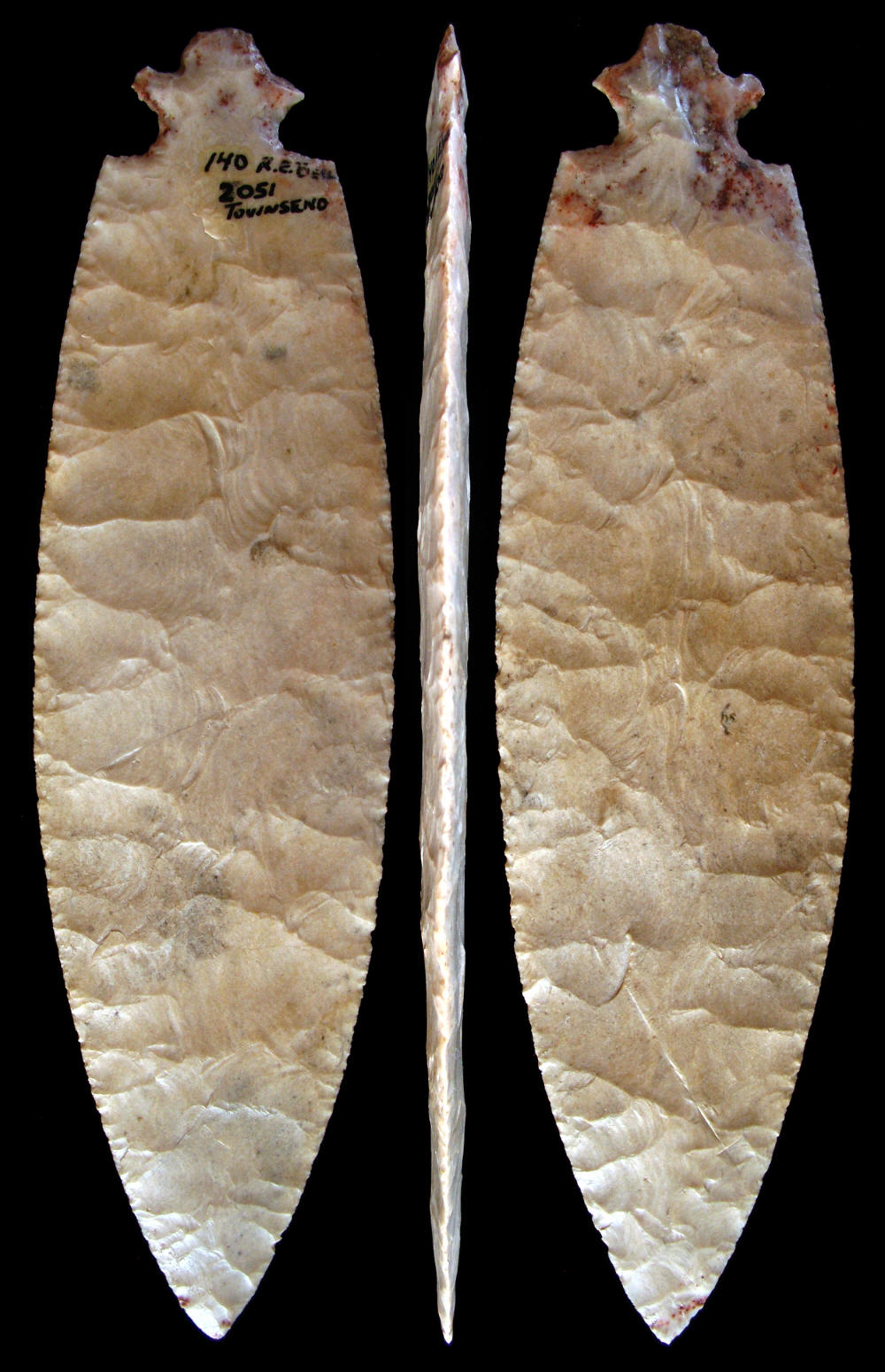Notched stem biface from Craig Mound, Spiro.
