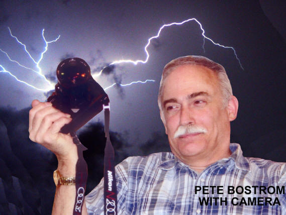 Abstract image of Pete Bostrom holding camera.