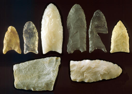 Six Paleo-Indian projectile points and two preforms.