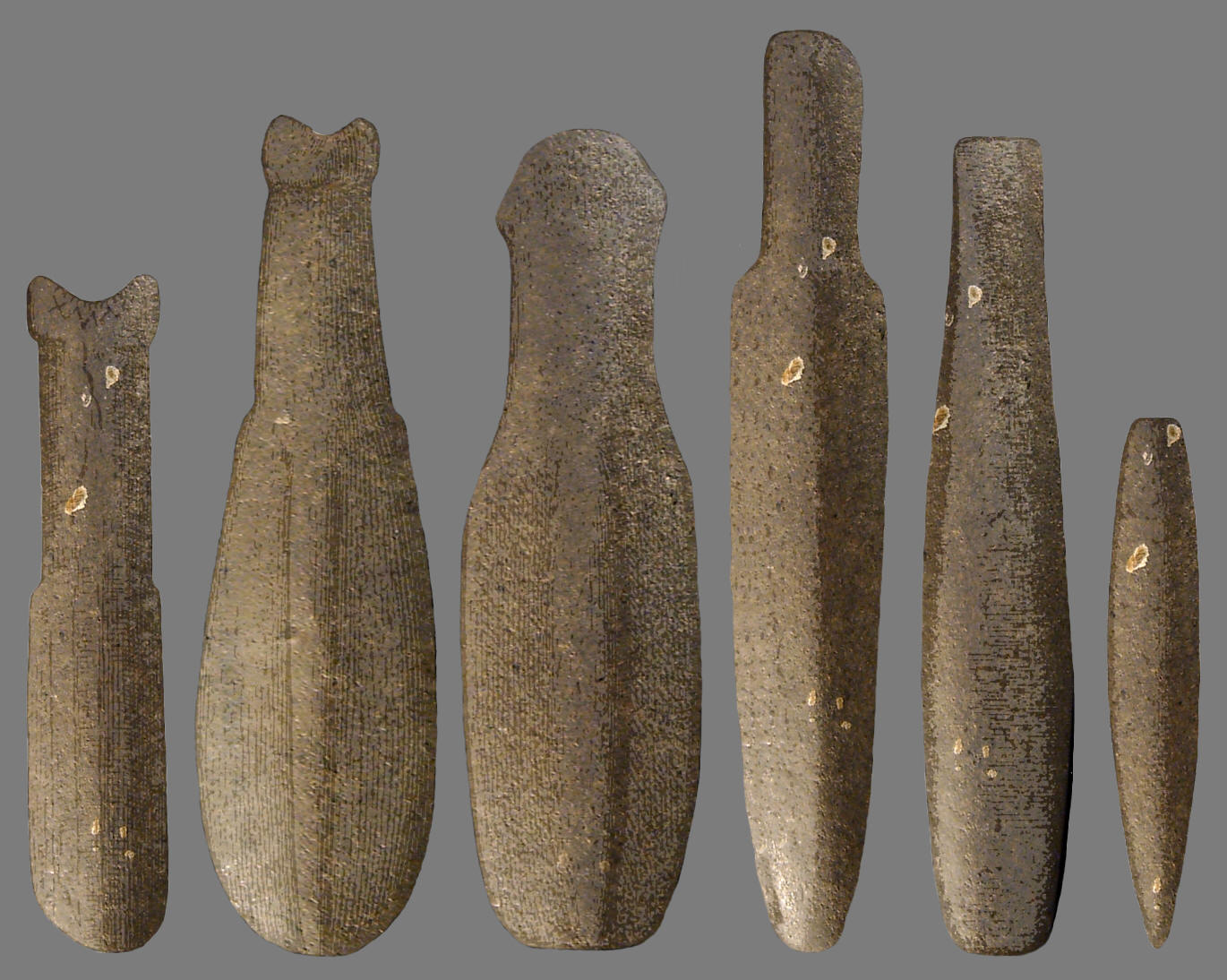 Six stone clubs from south central Washington.