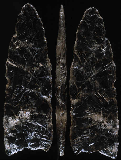 Clovis point made of clear quartz crystal from Fenn cache.