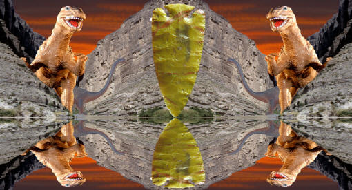 Abstract image, dinosaurs and "poop" point.