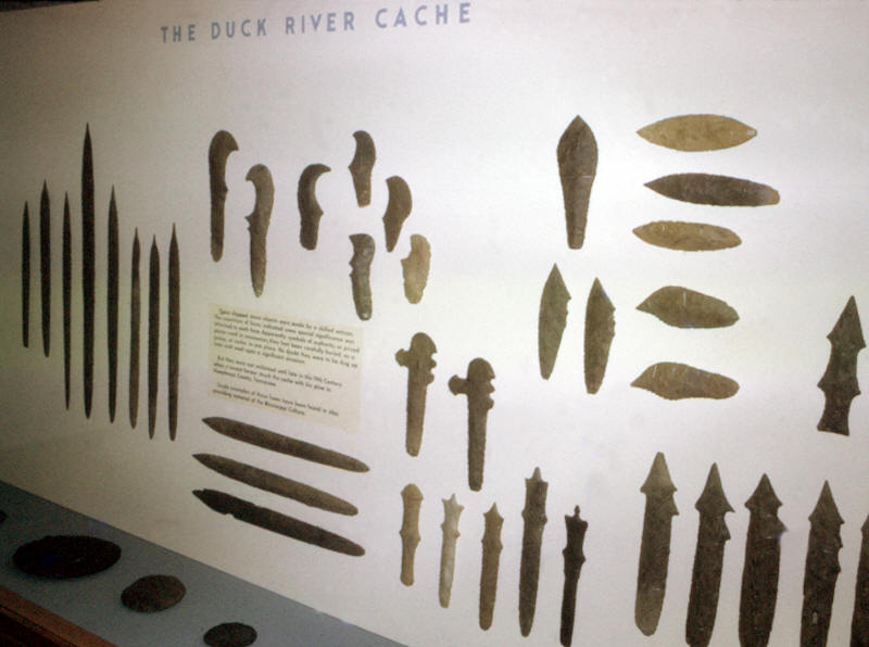 Duck River Cache in museum display.