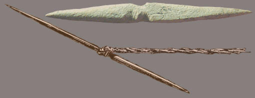 Bone and metal gourge, Tennessee and Switzerland.