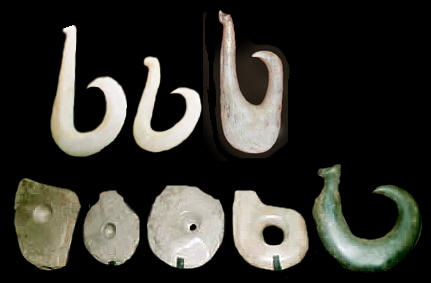 Stone & bone fishhooks from Easter Island.