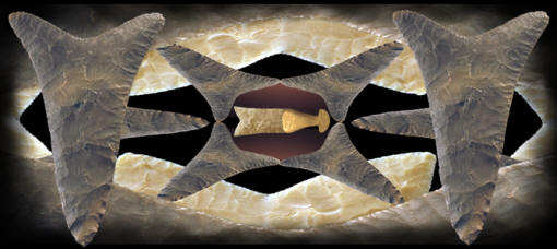 Abstract images of fishtail bifaces.