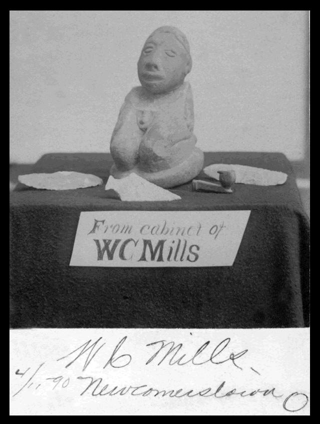 Old 1890 photograph of a Mississippian stone image.