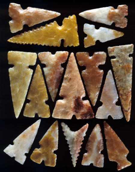 16 Cahokia "gem points" from Cahokia Mounds.