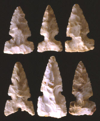Six typical examples of Cahokia points.