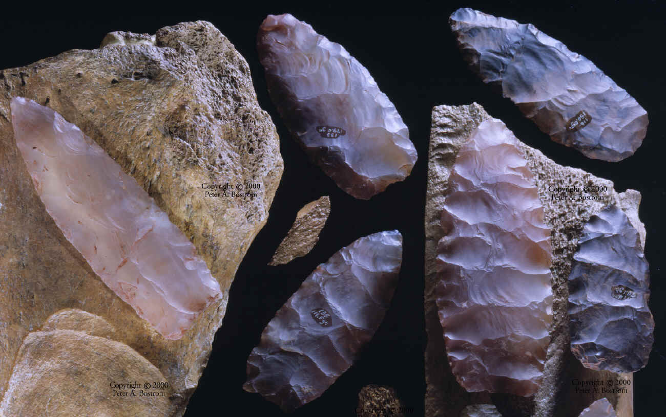 Six late stage Clovis preforms from Fenn cache.