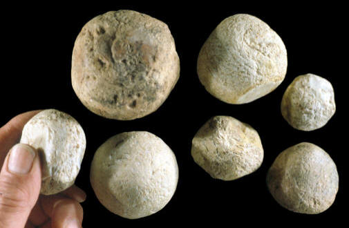 Seven hammerstones from southern Illinois.