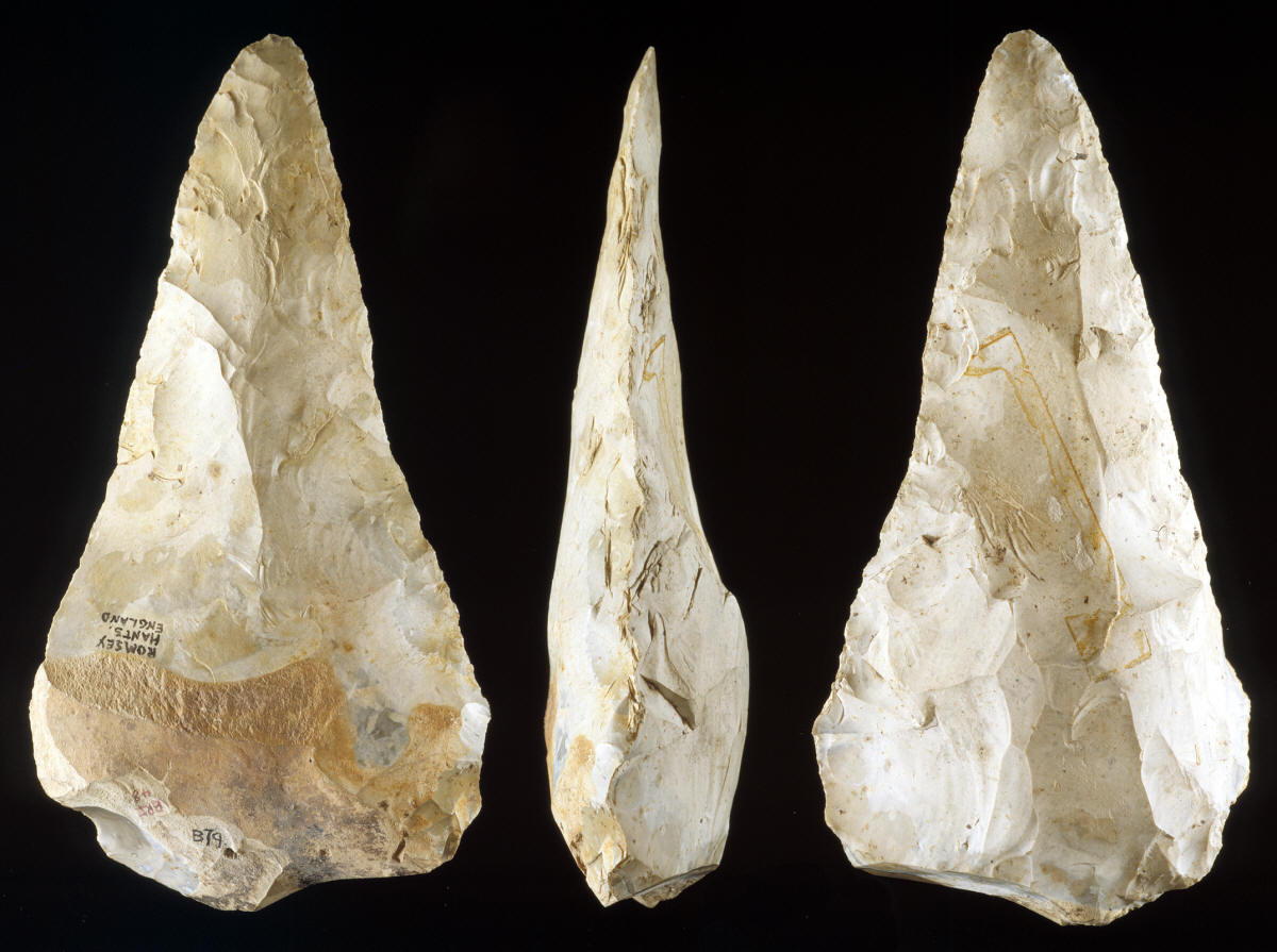 Pointed Acheulean handaxe from Romsey Hants. England.
