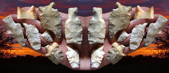 Broken points with impact fractures.