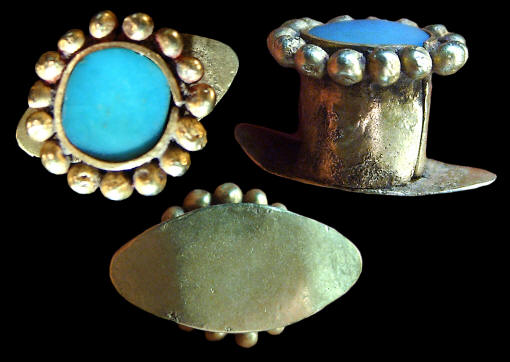 A Moche culture gold labret from Peru.
