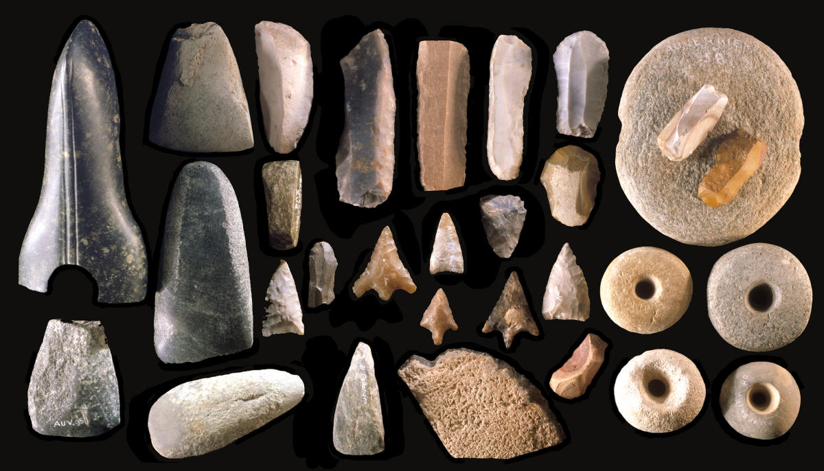 Stone artifacts from Swiss lake dweller sites.