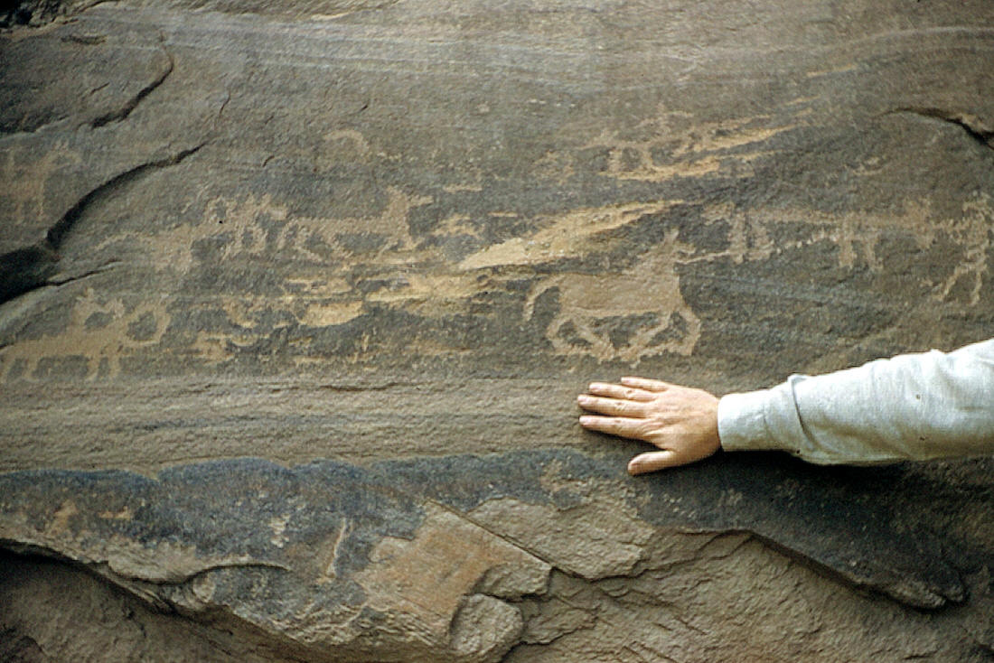 Late period petroglyphs from Canyon De Chelly in Arizona.