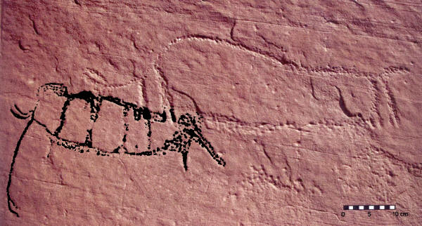 Mammoth 1, Upper Sand Island Rock Art site, Utah.