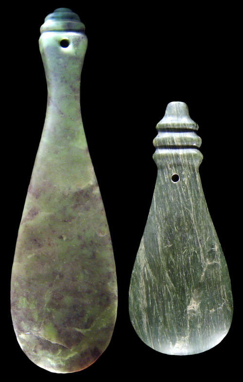 Two "recent" Maori greenstone fighting "clubs."