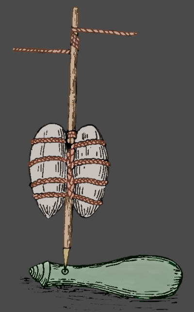 Drwaing of a Maori type of cord drill.