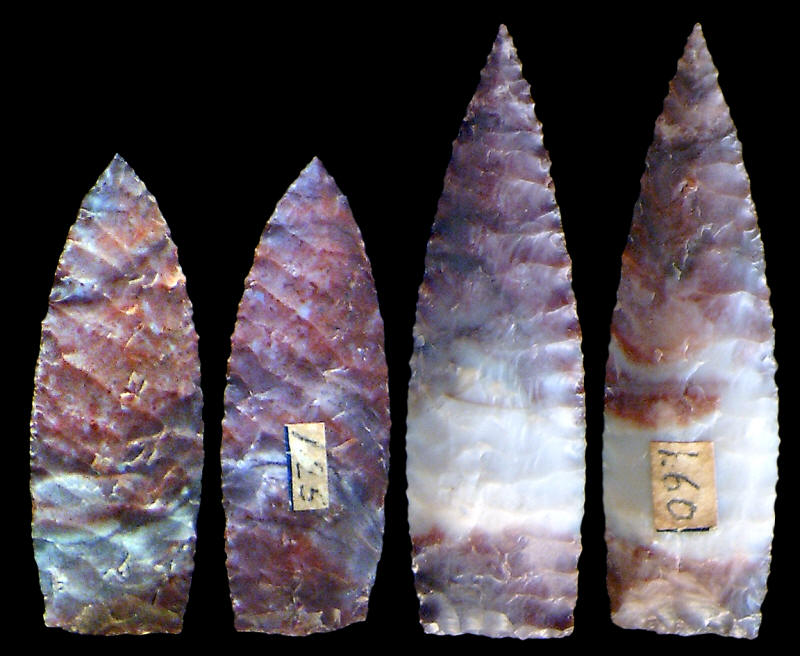 Two parallel presure flaked points by Marvin McCormick.