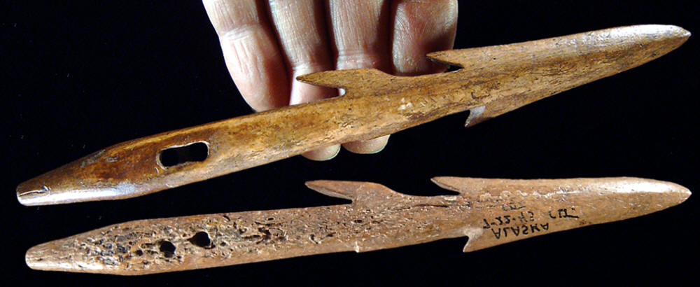 Eskimo barbed harpoon made from bone.