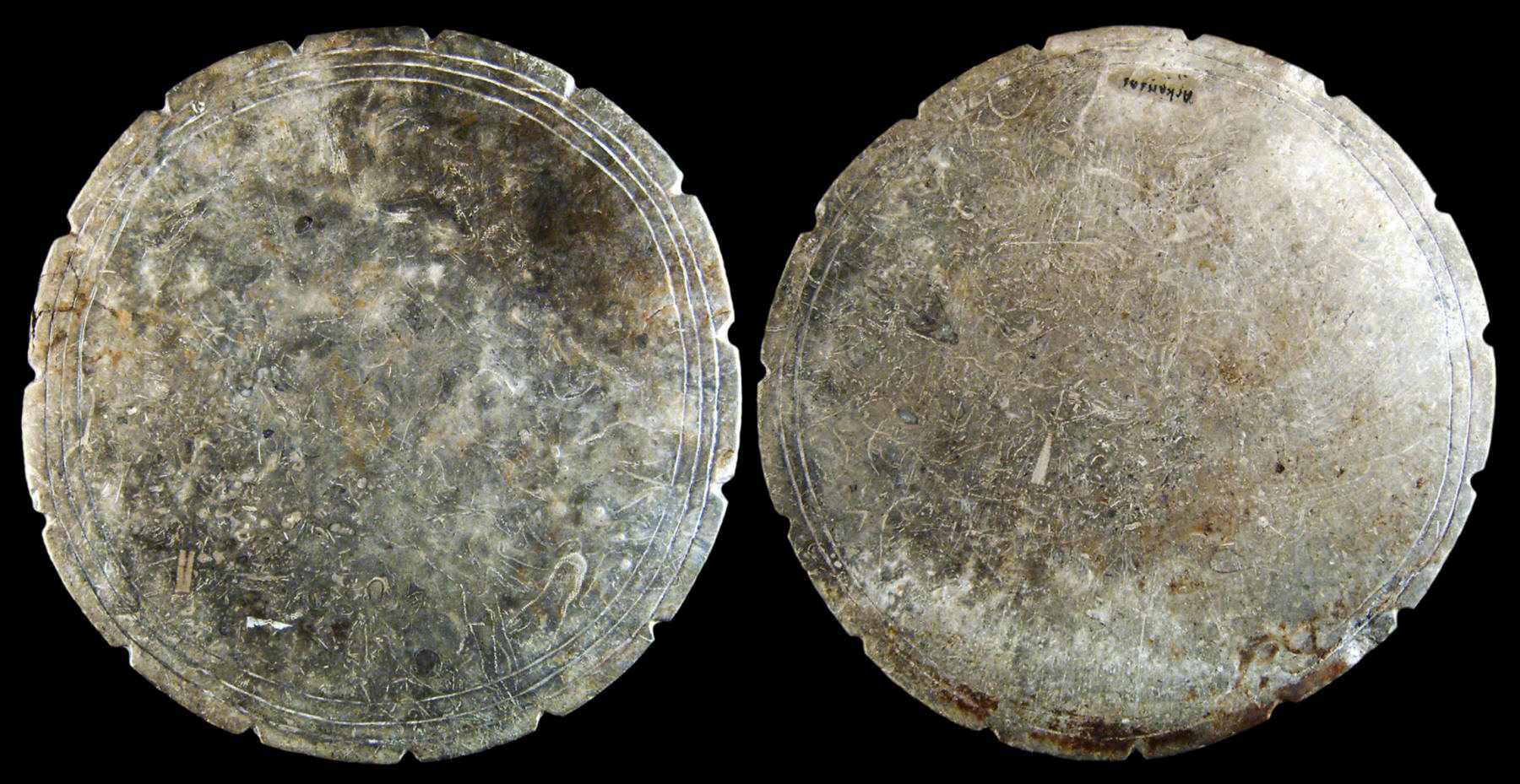 Stone disc palette from the Campbell site in Missouri.