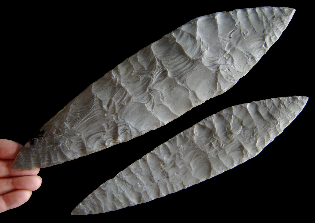 Two casts of Solutrean laurel-leaf points from Volgu cache.
