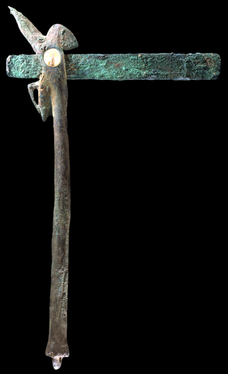 Hafted copper axe from Spiro Mounds site, Oklahoma.