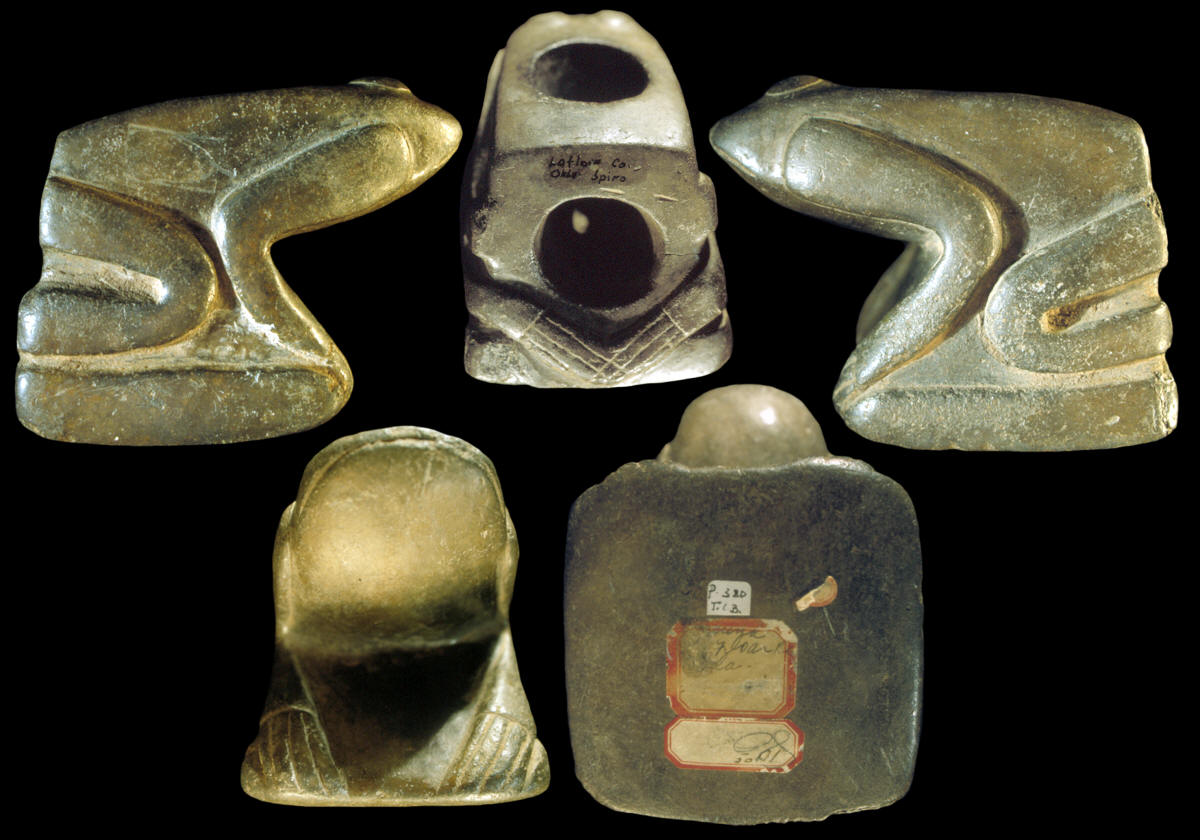 Frog effigy pipe from Craig Mound, Spiro Mound site.