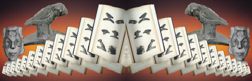 Abstract image of Hopewell pipes and book.