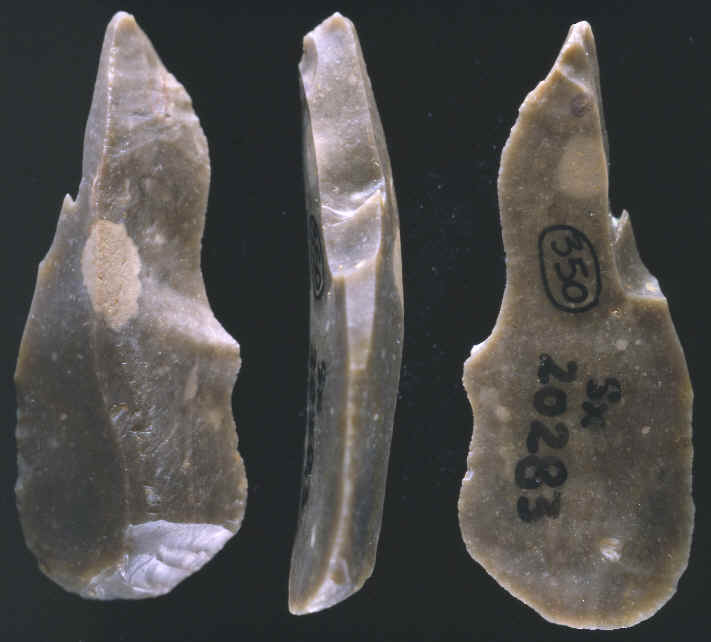 Combination end scraper / burin from Upper Paleolithic site in France.