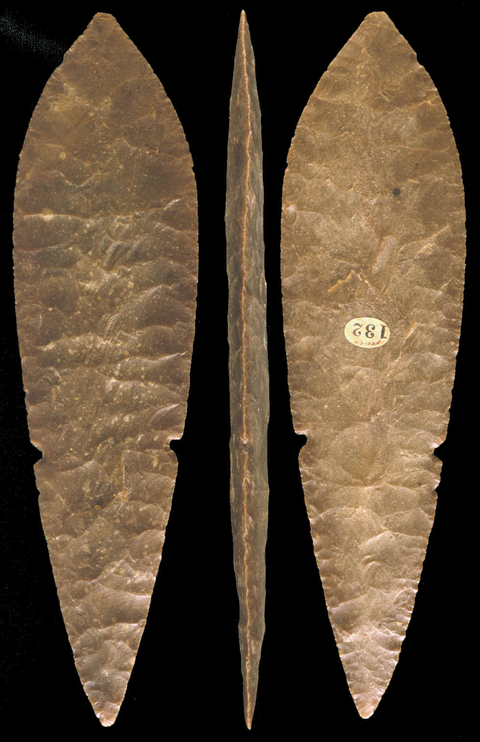 A large Aztec biface that is double notched.