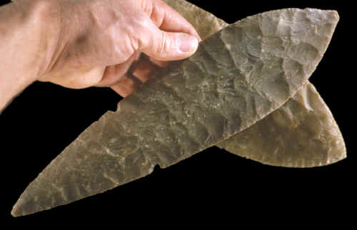 Large double notched Aztec biface.