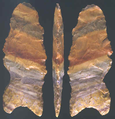 Colorful Clovis point from Boone Co., MO.