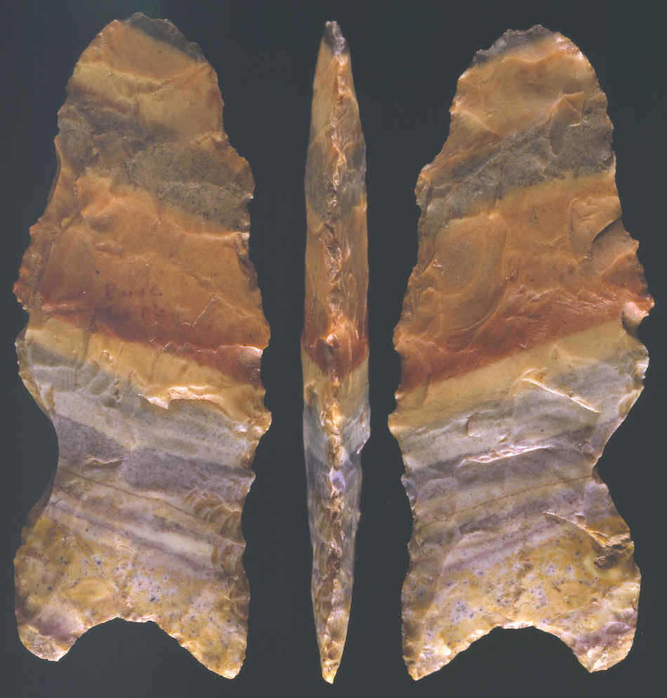 Colorful Clovis point from Missouri.