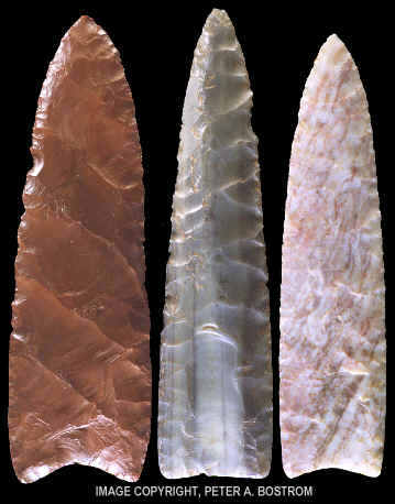 Clovis points from the Fenn, Anzick & Drake caches.