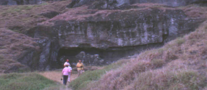 Large Easter Island statue in the quarry.
