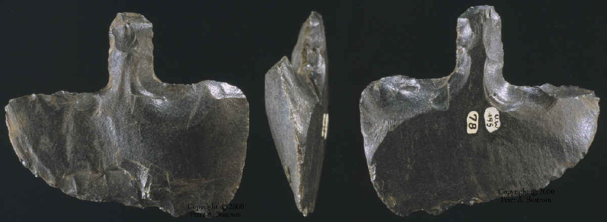 Three views of a Mataa Spear Point from Easter Island.