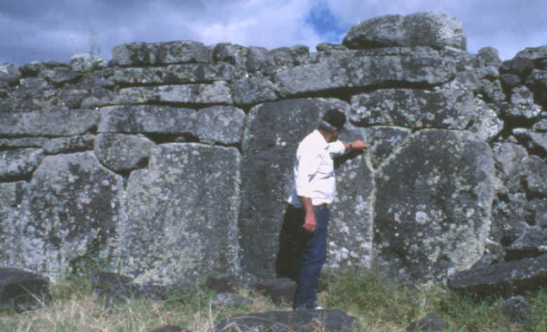 Stone work on one of Easter Iland's statue platforms.