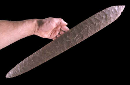 Large thin Aztec biface from Mexico.