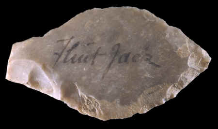 A projectile point made by Flint Jack.