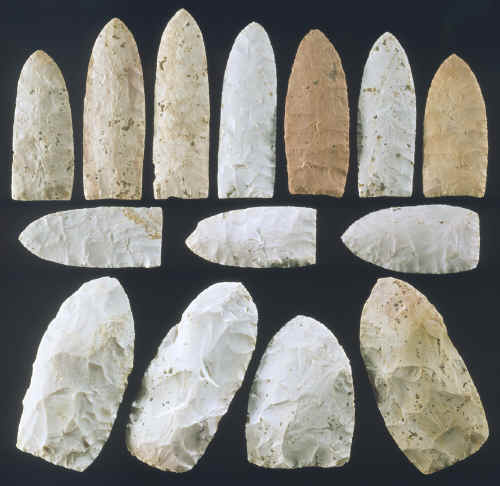 14 unnotched Godar points and preforms.