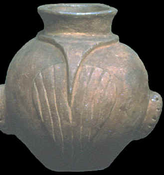Hair design on back of "head pot."