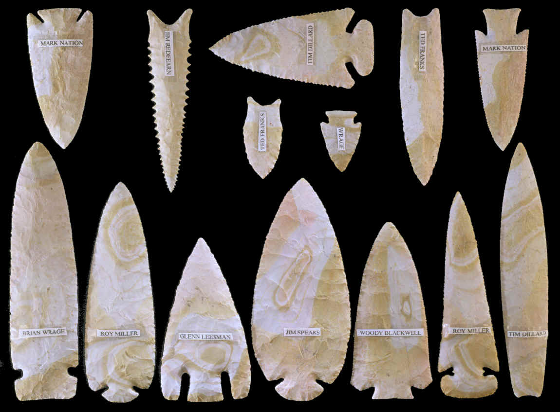 14 modern knapped points made from one nodule.