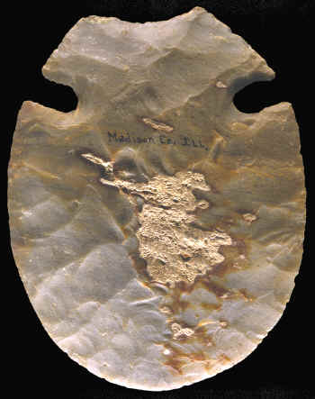 Kaolin chert side-notched hoe from Illinois.