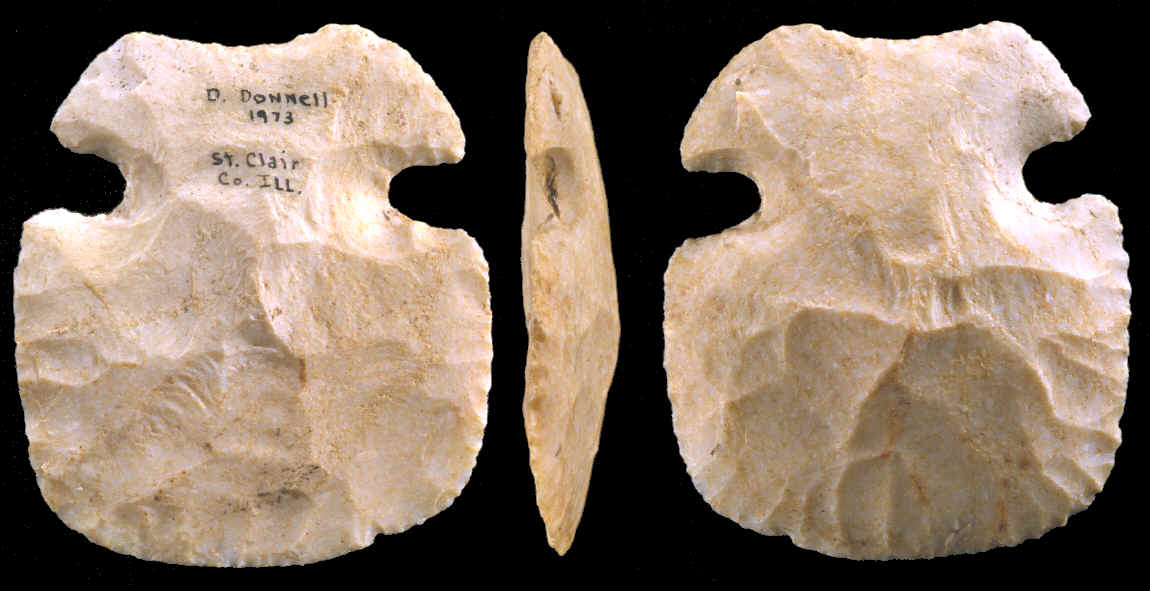 Small Kaolin chert notched hoe from St. Clair Co., IL